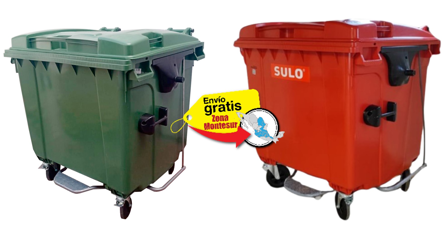 Contenedor de basura SULO 1100 litros con envio gratis